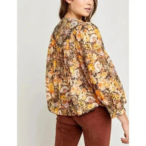 Free People Cool Meadow Printed Top / Midnight - Picture 3 of 6
